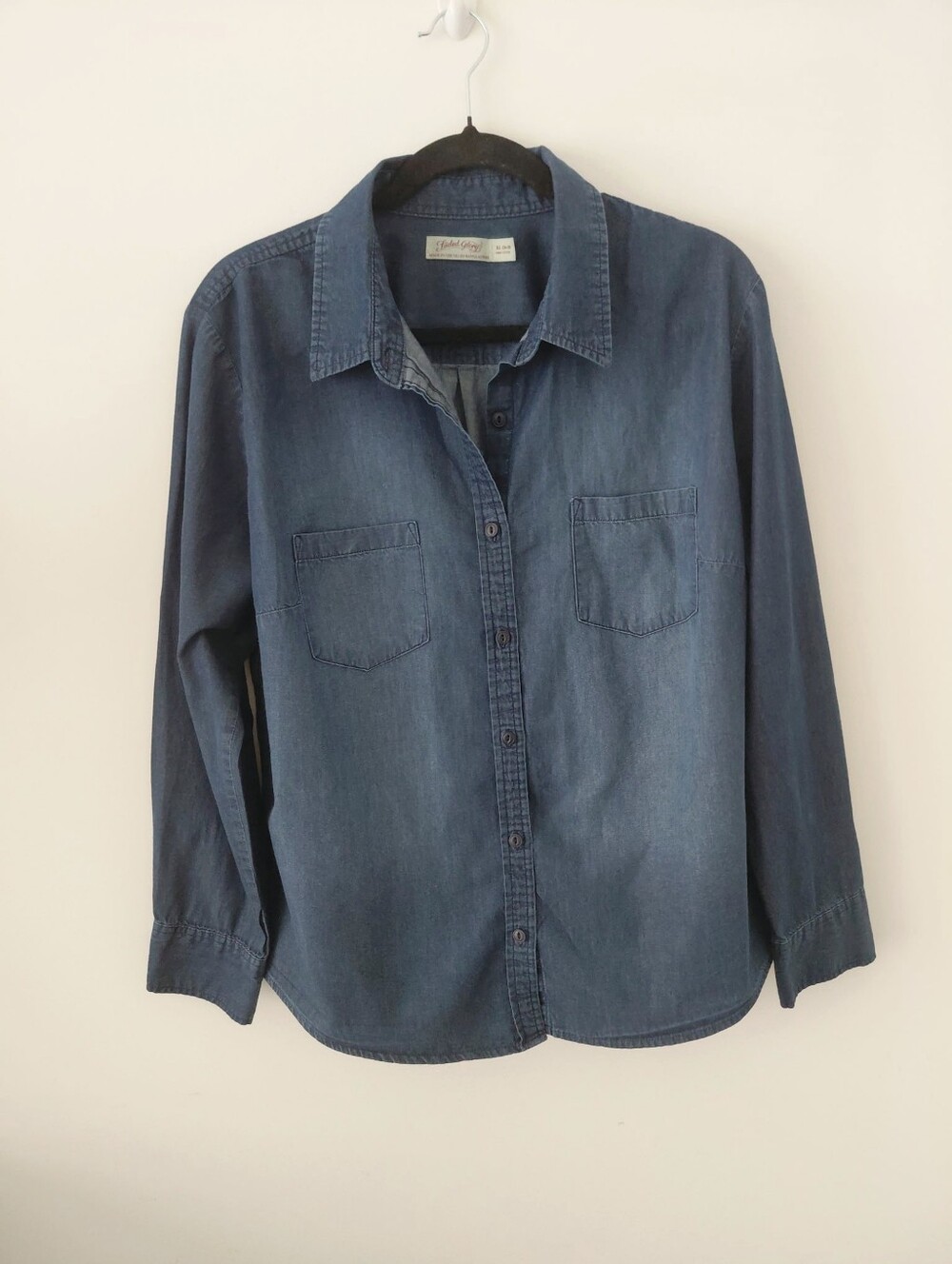 Denim Button-Up Shirt in Medium Blue